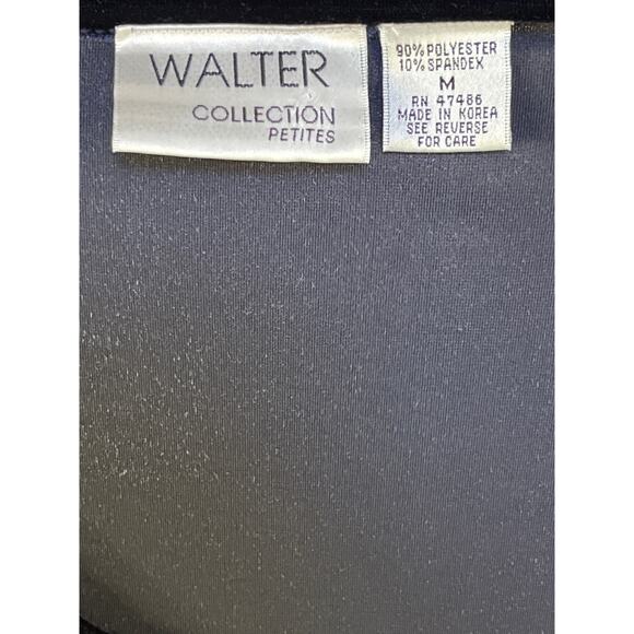 Walter Collection Petites Velvet Maxi Dress Navy Blue Short Sleeve Size M - Picture 3 of 8